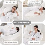 PinkFroggie 46" Long Pregnancy Pillow for Side Sleeping,Full Body Maternity Pillow with Removable Cover,Baby Comfort with Back Support,Versatile Surgery Recovery Support Cushion - Image 4